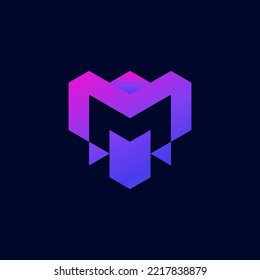 Elefant mit M Logo-Design-Konzept 