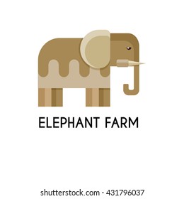 Elephant made in unique geometrical flat style. Flat design template animal logo. Isolated icons for your design.