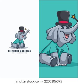 elephant magician character mascot design template