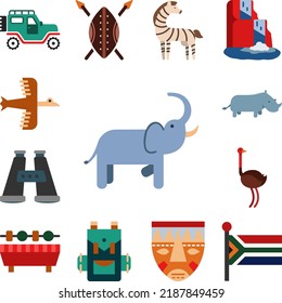 elephant, mammal, zoo icon in a collection with other items