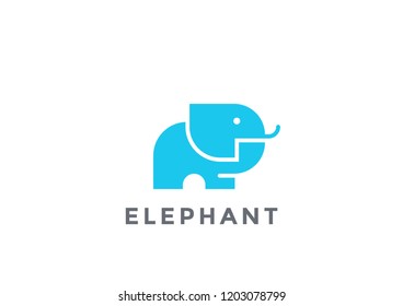Elephant Mammoth Logo silhouette vector design template geometric style. Safari Logotype icon concept.