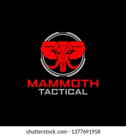 Elephant mammoth Tactical  logo in shield vector template for military tactical armory logo design