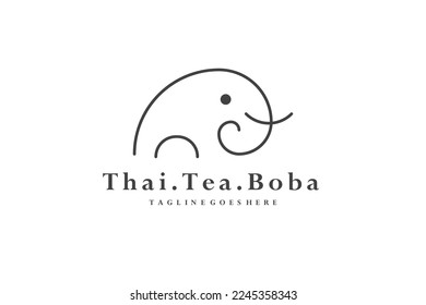 elephant mammoth vector logo line art illustration memory icon