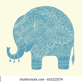 elephant mandala blue background