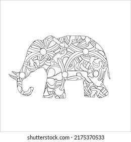 Elephant mandala coloring tatoo vector