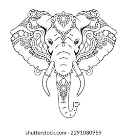 Elephant mandala design - vector illustration