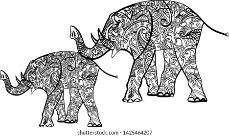 elephant mandala illustration print pattern