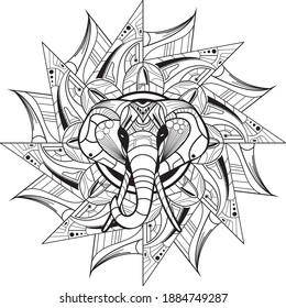 Mandala elefante estilo de robot vector moderno