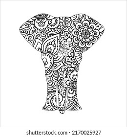 Elephant and mandala. Use for children clothes, t shirt designs ,Decorative elephant illustration coloring page for kids and adult