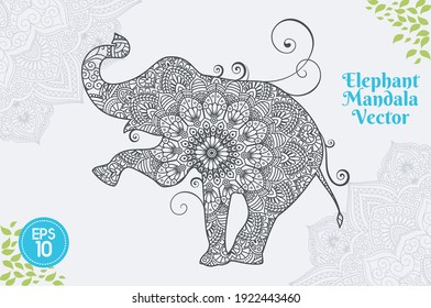 Elephant Mandala Vector Coloring Book