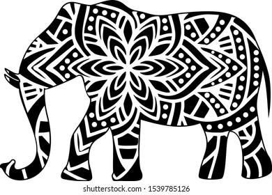 Elephant mandala vector Indian lotus  African tribal ornament