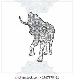Elephant Mandala. Vintage decorative elements. Oriental pattern, vector illustration.