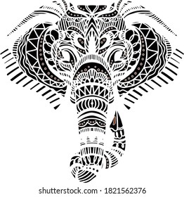 Elephant mandala zentangle lineal style