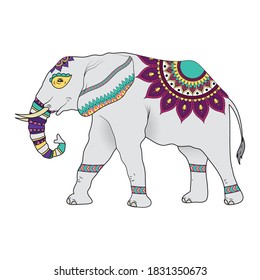 elephant with mandalas animal icon vector illustration design