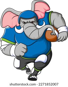 the elephant mascot of American football complete with player clothe of illustration