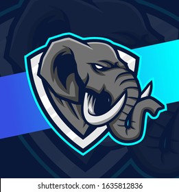 elephant mascot esport logo design