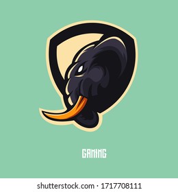 elephant mascot logo design with modern illustration concept style for badge, emblem and t shirt printing. Angry elephant illustration for sport and e-sport team.