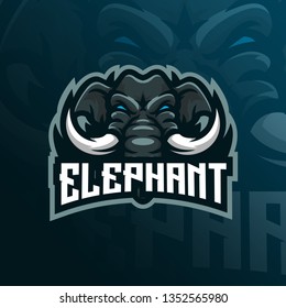 elephant mascot logo design vector with modern illustration concept style for badge, emblem and tshirt printing. angry elephant illustration for sport team.