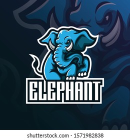 elephant mascot logo design vector with modern illustration concept style for badge, emblem and tshirt printing. angry elephant illustration with feet up.