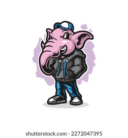 Eleganter Logo-Design-Vektor mit modernem Illustrationskonzept für den Druck von Abzeichen, Emblem und T-Shirt. Intelligente Elefantengrafik.