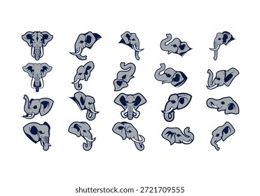 Conjunto de ícones do logotipo do mascote do elefante