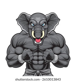 elephant mascot vector illustration muscular elephant design