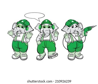 Elephant Mechanic Mascot