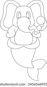 Elephant Mermaid Animal Vector Graphic Art Illustration