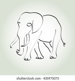 Elephant in minimal line style vector