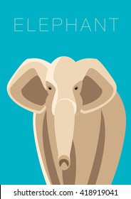 Elephant. Minimalistic vector illustration on blue background.