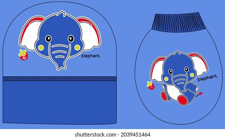 elephant Mittens baby gloves baby hat cartoon cute illustration vector silkscreen animal