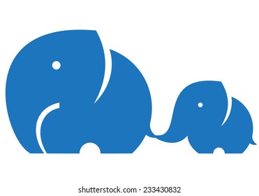 Elephant mom and child. Symbol or logo