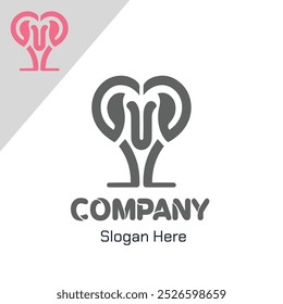 Elefant oder Affe mit Liebesform Logo-Illustration Vektor