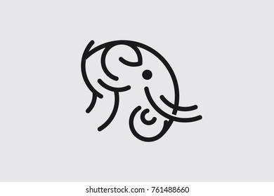 Elephant mono line vector
