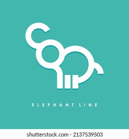 Elephant monogram line art simple logo design