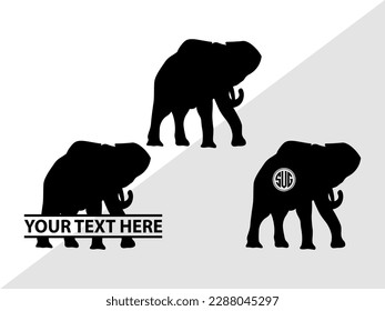 Elephant Monogram Vector Illustration Silhouette