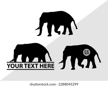 Elephant Monogram Vector Illustration Silhouette