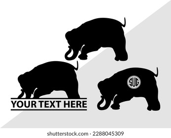 Elephant Monogram Vector Illustration Silhouette