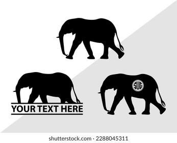Elephant Monogram Vector Illustration Silhouette