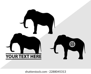 Silueta de ilustración de un vector monograma elefante