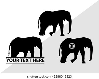 Elephant Monogram Vector Illustration Silhouette