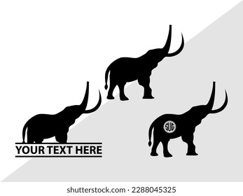Elephant Monogram Vector Illustration Silhouette