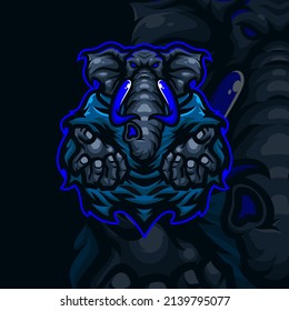 elephant monster masscot logo esport premium vector