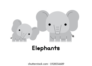 Elephant mother and son. Vector illustration.