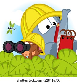 elephant and mouse exploelephant and mouse explorer - vector illustration, epsrer - vector illustration, eps