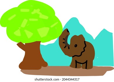 Elephant Mud Bath Isolated Cartoon Vector