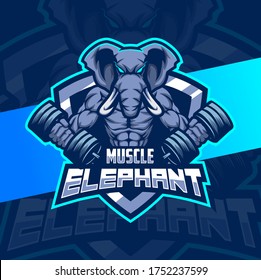 elephant muscle mascot fitness logo design