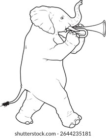 Elephant Musician Trumpet Music Animal Vector Graphic Art Illustration