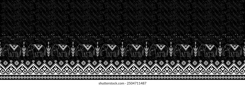 Elefant nativen thailändischen Stil auf Stoffmuster traditionellen Design für Kleidung, Tapete, Hintergrund, Stoff, Vektorgrafik