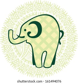 Elephant nature pattern round background vector illustration